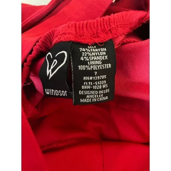 Windsor Red Dress Womens Junior Size 7 Strappy Back Side Zip NEW - Picture 12 of 13